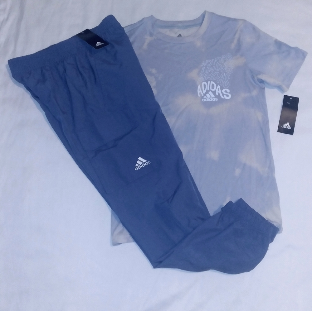 Adidas Boys Youth 2pc Cargo Jogger & Tee Set- Medium